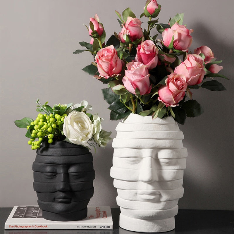 Minimalist Ceramic Face Vase for Home Decor