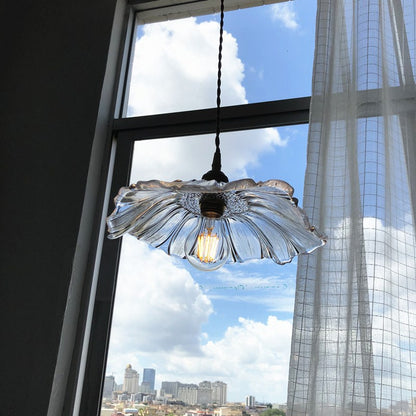 Modern Brass Flower Glass Pendant Light for Home Decor