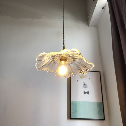 Modern Brass Flower Glass Pendant Light for Home Decor