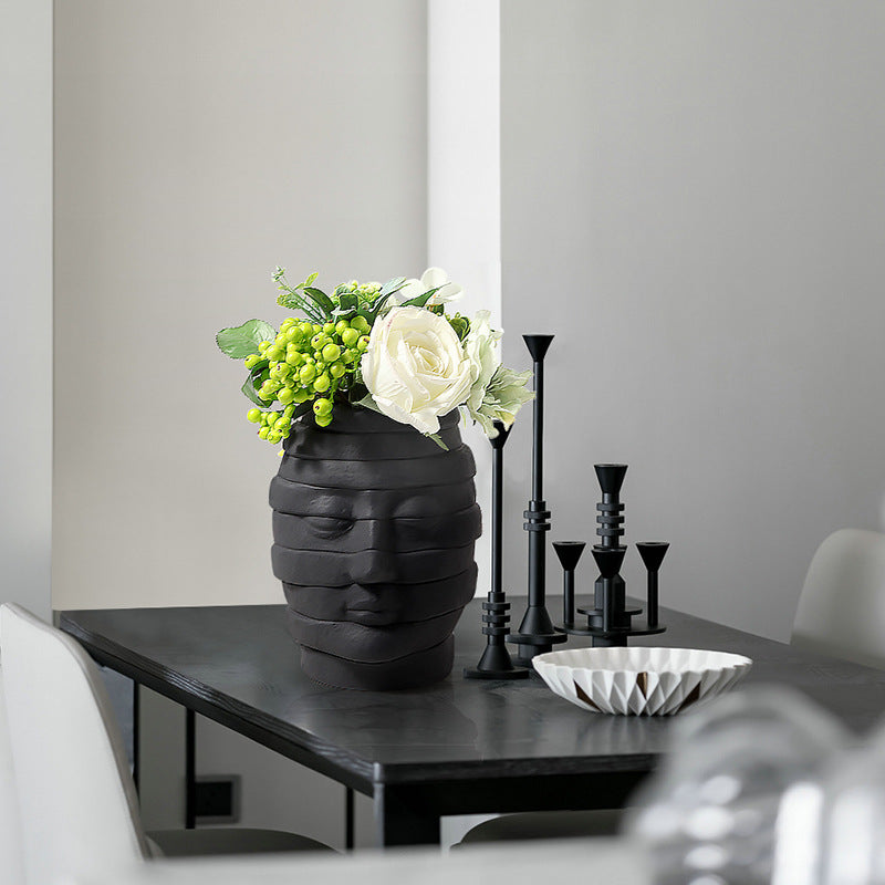 Minimalist Ceramic Face Vase for Home Decor