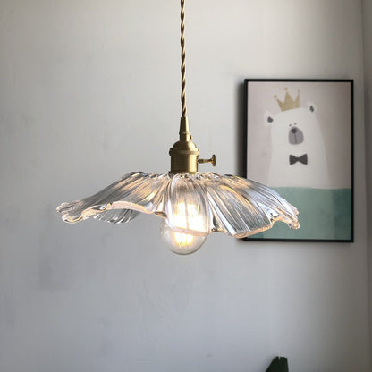 Modern Brass Flower Glass Pendant Light for Home Decor