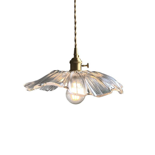 Modern Brass Flower Glass Pendant Light for Home Decor