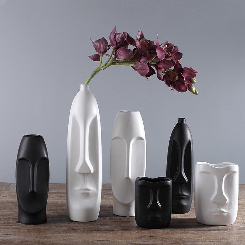 Nordic Ceramic Face Vase