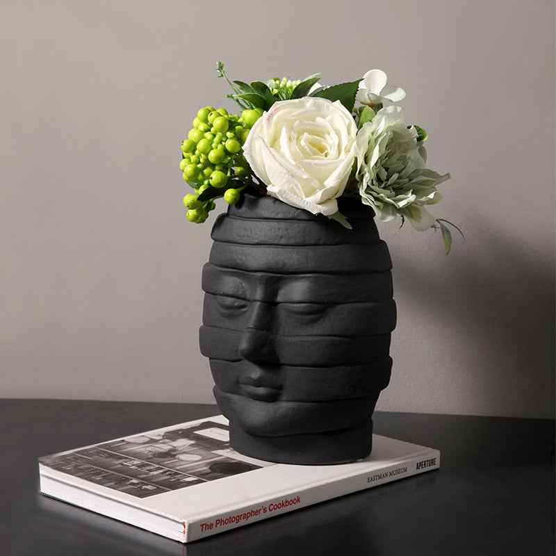 Minimalist Ceramic Face Vase for Home Decor