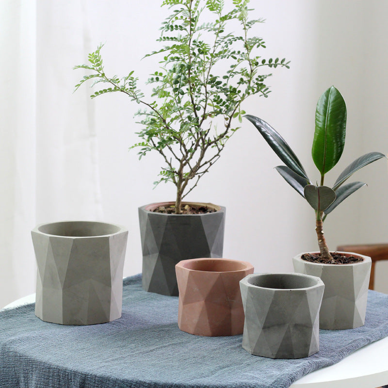 Diamond Pattern Cement Planter