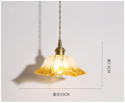 Modern Brass Flower Glass Pendant Light for Home Decor
